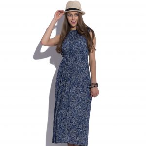 Robe en coton maxi avec des fleurs Forget-Me-Not