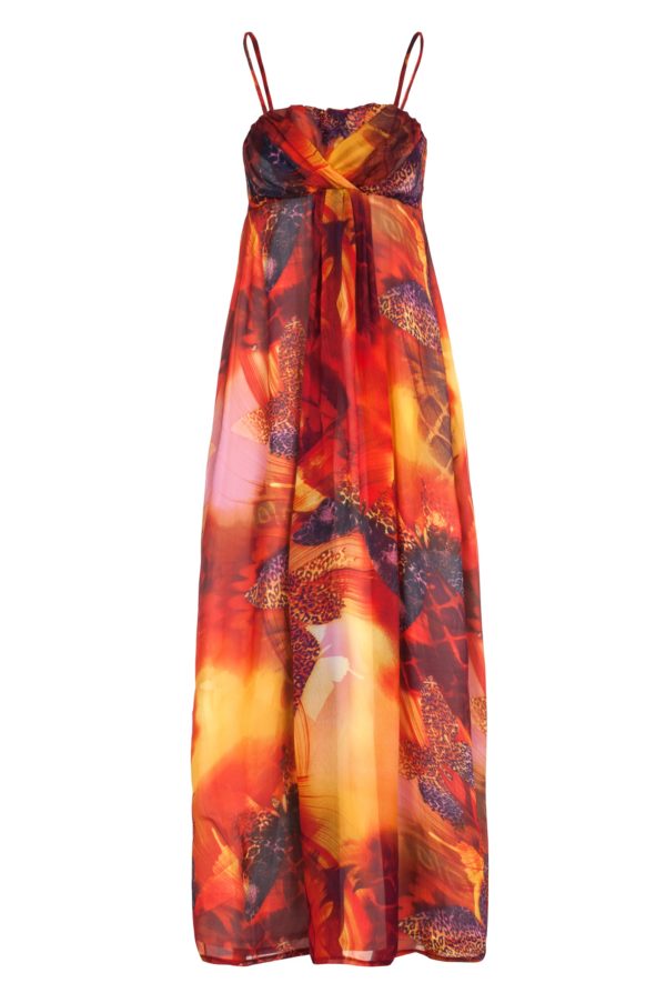 Sukienka maxi jedwabna w kolorze ognia packshot front