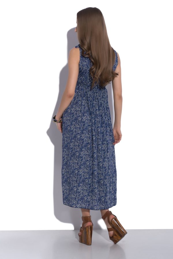 Sukienka letnia maxi elastyczna w pasie modelka back