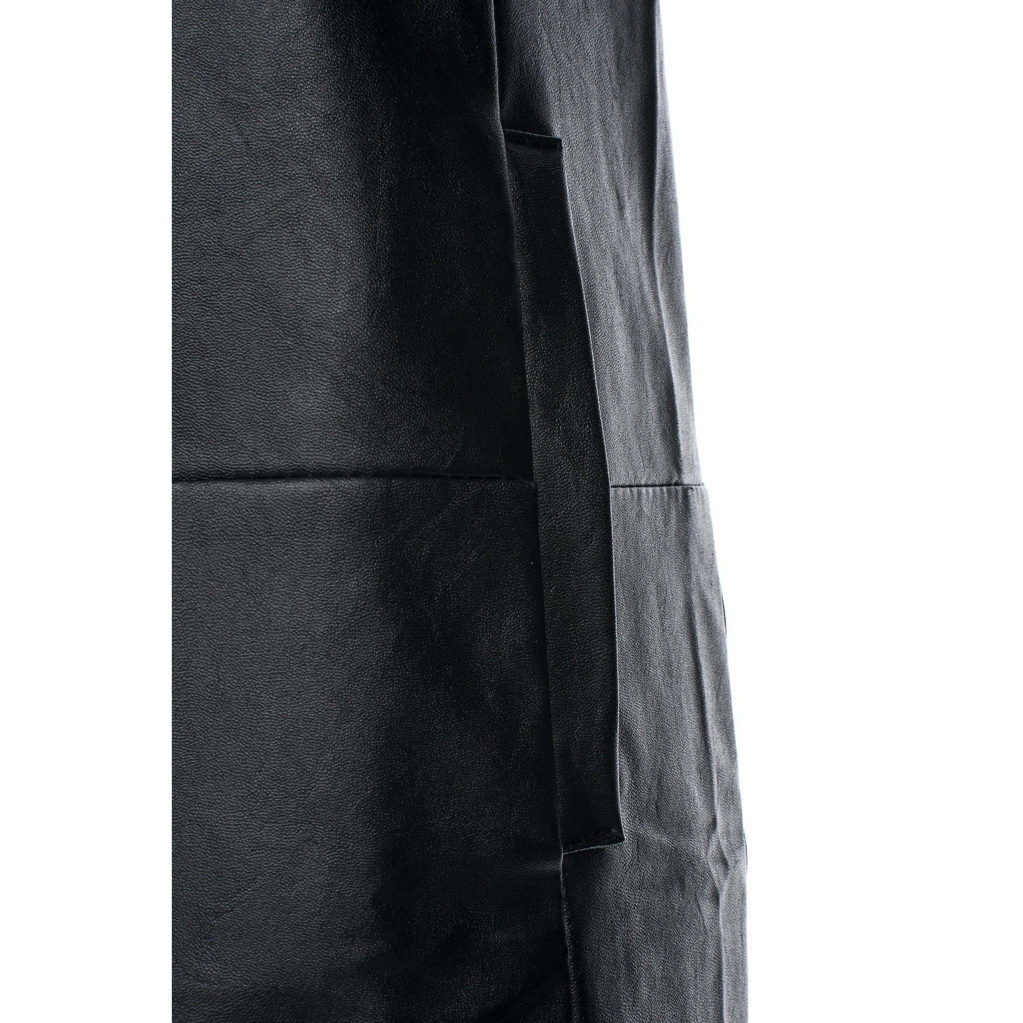 knee length dresses for ladies Cordelia Black Vegan Leather Dress Black / XSmall